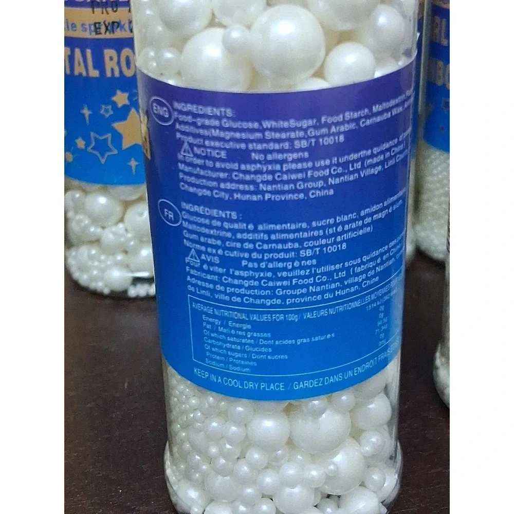 Sprinkles for Cake Decorating, White Pearl Sprinkles Sizes Mix for Cake 10 Pcs